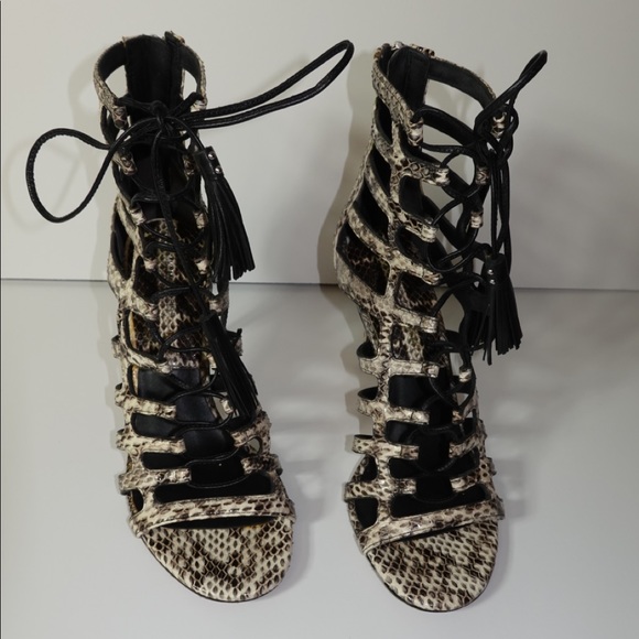 Michael Kors Snakeskin Lace-up High Heels 37.5 - Picture 7 of 7
